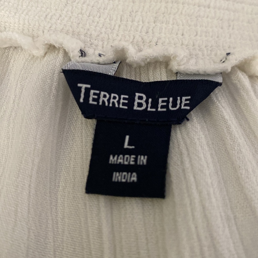 Terre Bleue Boho Embroidered Off the Shoulder Blouse women’s Size Large - Picture 5 of 6